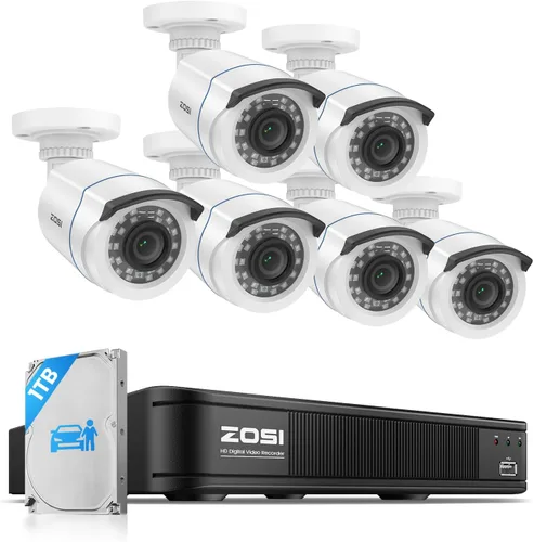 Vista 17 de ZOSI - Cámara de seguridad para exteriores e interiores de 2MP, 1080p HD, 1920TVL (híbrida 4 en 1 HD-CVI/TVI/AHD/960H analógica CVBS), 24 ledes