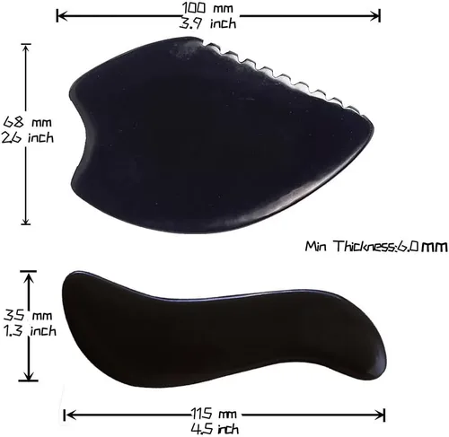 Vista 6 de Herramienta de masaje facial corporal Gua Sha grande con 2 piedras calientes para masaje, masajeador de tejido cicatricial Bian, herramientas