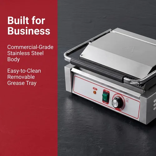 Vista 4 de Parrilla comercial Panini Prensa plana Sandwich Maker Industrial Panini Machine Single Grill Grande (parrilla de prensa Panini estándar)