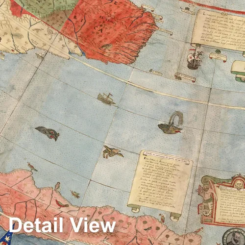 Vista 3 de Mapa histórico - Mapa del mundo, 1587, Urbano Monte - Arte de pared vintage - 24 x 24 pulgadas