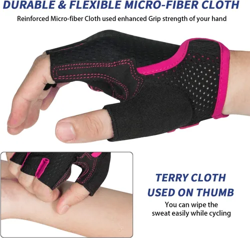 Vista 3 de MOREOK Guantes de ciclismo para hombres y mujeres almohadilla de gel transpirable antideslizante de 0.197in Guantes de ciclismo de medio dedo