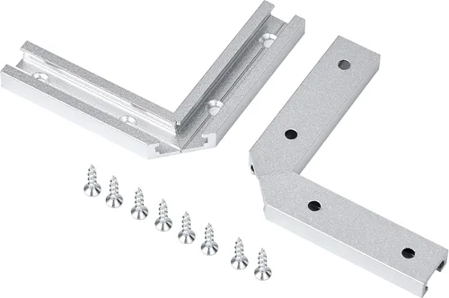 Vista 3 de T Track Kit de intersección de 3 pulgadas con tornillos para madera, perfil de doble corte con orificios de montaje preperforados, carpintería