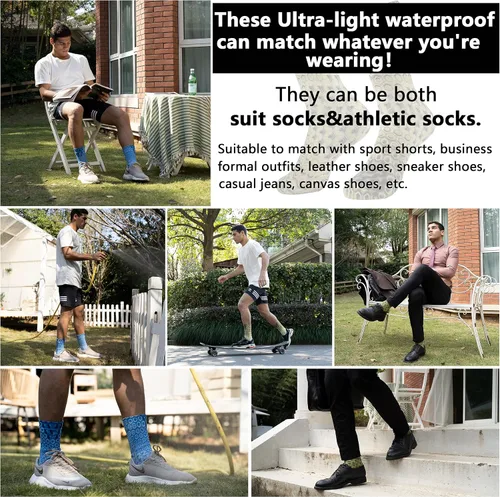 Vista 5 de RANDY SUN Ultra-thin Golf Waterproof Socks, Breathable Men's Women's Sports Mid Calf Socks 1&2 Pairs