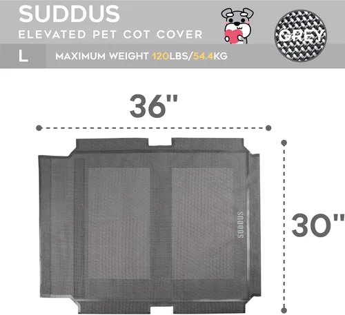 Vista 2 de suddus Funda de repuesto para cama elevada para perro, cama elevada para perro, a prueba de mordidas, fácil de limpiar, cama elevada transpirable