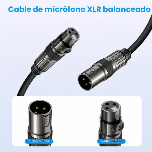 Vista 5 de Caiord Cables de micrófono XLR, 1 paquete de 3 pies de cobre sin oxígeno de 3 pines macho a hembra cable de micrófono para altavoz, sistema PA