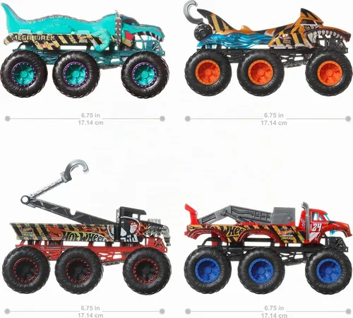 Vista 7 de Hot Wheels, Monster Trucks - Camión de remolque sorpresa a escala 1:64 con 6 ruedas (no se puede elegir el modelo)