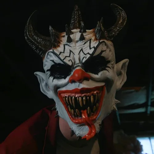 Vista 4 de Deja Boo Máscara de payaso aterrador, diseño único de máscara espeluznante de Halloween, disfraces faciales realistas de primera calidad