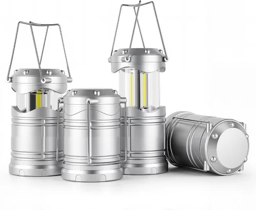 Vista 11 de Lichamp Linterna LED para campamento, paquete de 4 linternas alimentadas por batería para cortes de energía, luz colgante plegable portátil esencial