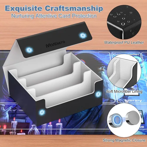 Vista 4 de Mlikero Caja de Cubierta de Cartas para Tarjetas Comerciales 1800+, Caja de Almacenamiento de Tarjetas Comerciales Compatible con Toploader
