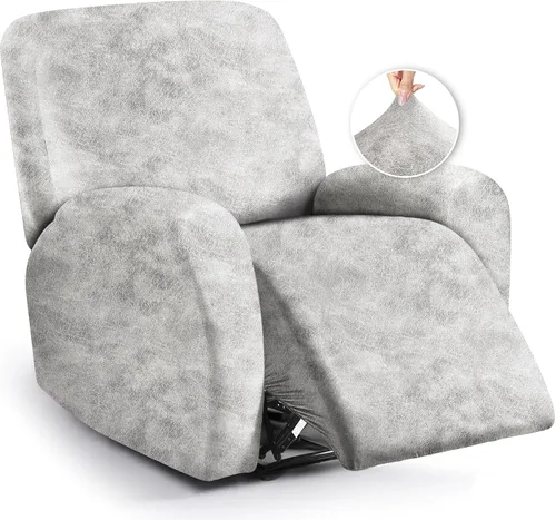 Vista 28 de ANARACHON Fundas para sillas reclinables con aspecto de cuero, funda elástica de 4 piezas, funda suave para silla reclinable, protector de muebles