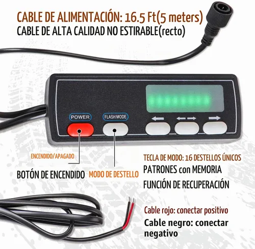 Vista 5 de Barra de luz de asesor de tráfico de 36 pulgadas, 16 modos de flash, 32 luces LED estroboscópicas de advertencia de emergencia, barra direccional