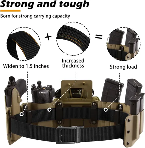 Vista 2 de JUKMO Cinturón táctico de trinquete para hombre, cinturón de trabajo de correa de nailon de 1.5" con hebilla deslizante automática, ajustable