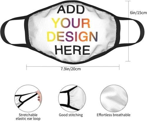 Vista 4 de Máscara de bandana para la cara con texto personalizado con imagen de texto personalizado Funda de cuello transpirable personalizable