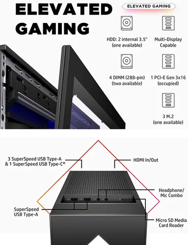 Vista 6 de HP OMEN GT13 30L - Escritorio para juegos, procesador Intel Core i9-10850K, GeForce RTX 3090, 128 GB de RAM, SSD de 2 TB + 8 TB HDD, refrigeración