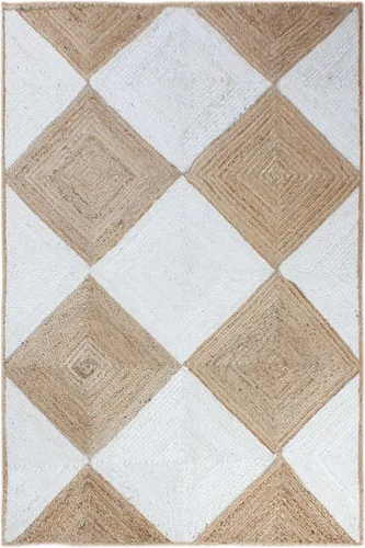 Vista 12 de Natural Jute Collection - Alfombra rectangular de 2 x 3 pies, alfombra de yute trenzada a cuadros multicolor de 0.27 pulgadas de grosor, ideal