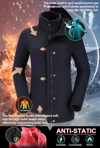 Vista 3 de CAMELSPORTS Chaquetas de esquí impermeables para mujer, abrigo de nieve 3 en 1, chaquetas de snowboard cálidas de invierno, Nieve