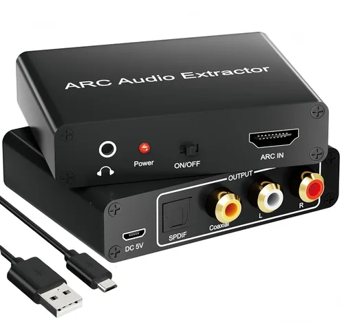 Vista 10 de Convertidor de extractor de audio HDMI ARC 4K60Hz y convertidor eARC compatible con HDMI a óptico SPDIF + conector AUX de 0.138 in adaptador