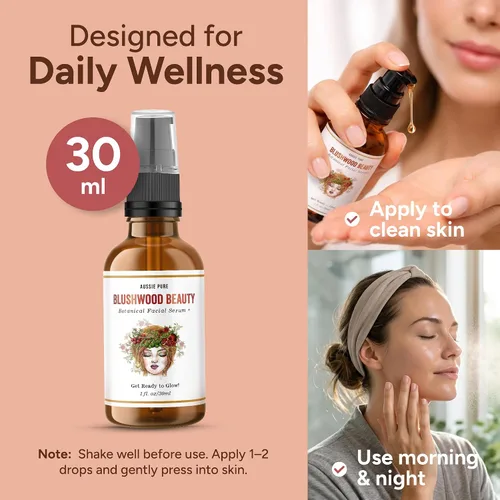 Vista 5 de Blushwood Beauty - Suero facial botánico de Blushwood Berry (EBC-46) + Kakadu Plum Vitamina C, suero facial hidratante antioxidante para brillo