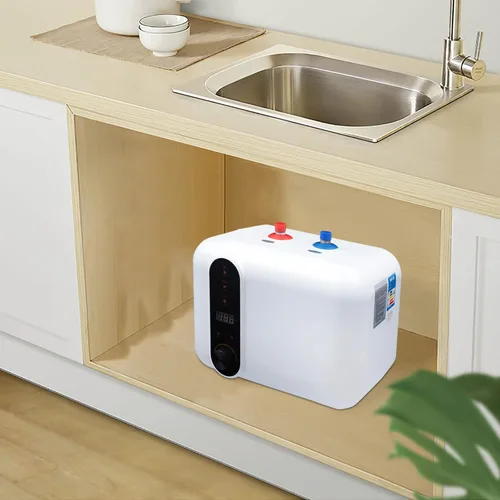 Vista 4 de Calentador de agua instantáneo eléctrico de 110 V 1500 W, calentador de agua de tanque pequeño de 2.6 Gollon con pantalla digital, temperatura