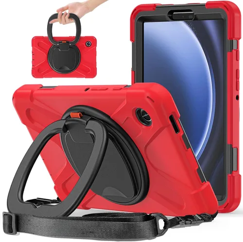 Vista 69 de 360 Rotation Case for Galaxy Tab ActivePro/Tab Active4 Pro/Active 5 Pro 10.1" Sturdy Cover Rotate Ring Stand Shoulder Carrying Strap Hand Strap