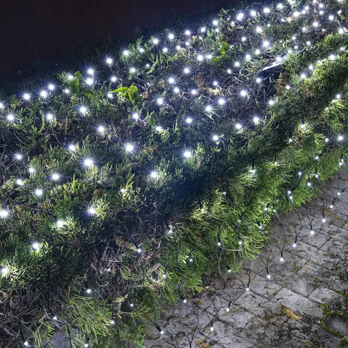 Vista 9 de Dazzle Bright - Red de luces de Navidad, 360 luces LED, 12 pies x 5 pies, cable verde impermeable, luces de malla conectables con 8 modos Varios