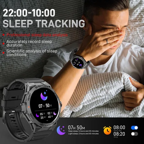 Vista 6 de Military Smart Watch for Men Make Call Dodecagonal Metal Case Tactical Watch 1.43" AMOLED HD Big Screen Smartwatch Compatible with iPhone Android