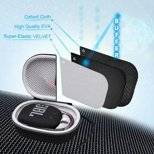 Vista 3 de XANAD Funda rígida para altavoz Bluetooth portátil JBL Clip 4 o Clip 5, bolsa de transporte protectora de viaje Gris