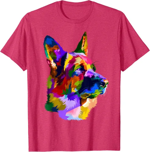 Vista 25 de Camiseta con retrato de pastor alemán para dueños de perros, Negro, S