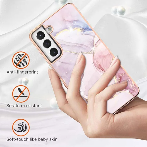 Vista 2 de Funda compatible con Samsung Galaxy S21 FE para mujeres y niñas, bonitos diseños de mármol, de lujo, delgada, resistente, a prueba de golpes, funda