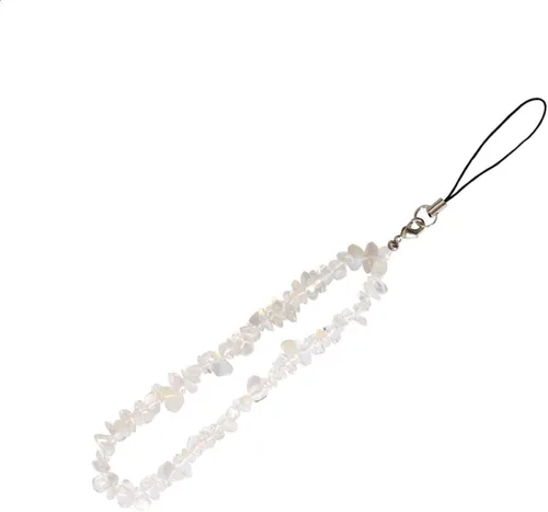 Vista 10 de Correa de muñeca para teléfono, con piedras preciosas naturales, con cuentas para teléfono celular, para mujeres y niñas (negro)
