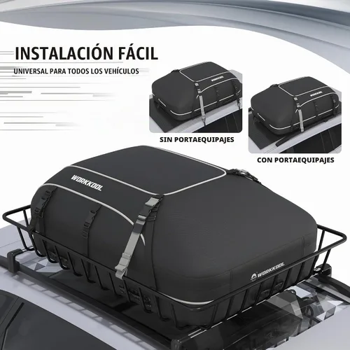 Vista 2 de Portaequipajes para techo de vehículo, portaequipajes de cubierta suave, bolsa de techo impermeable para coche resistente sin estante