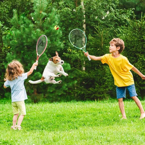 Vista 5 de AMA SPORT Raqueta de tenis para niños pequeños, kit de iniciación de raqueta de tenis de 17 a 25 pulgadas para niñas y niños con bolsa de nailon