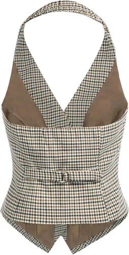 Vista 2 de Belle Poque Chaleco vintage para mujer, cuello halter, con botones, chalecos elegantes