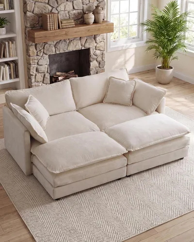 Vista 40 de 76.7" Cloud Couch for Living Room, Deep Seat Loveseat Sofa, Beige Breathable Chenille, 2-Seats Couch for Apartment Small Spaces, Pocket Spring