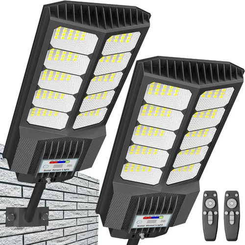 Vista 10 de Luz solar de calle de 7000 W, luces solares comerciales impermeables al aire libre, 200 luces LED de alto brillo, luces solares de estacionamiento