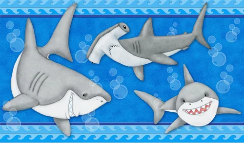 Vista 3 de Borders Unlimited Fish 'N Sharks - Tapete de baño infantil de espuma viscoelástica, multicolor