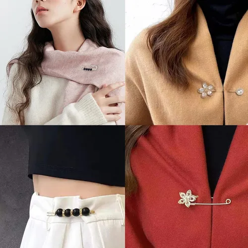 Vista 2 de Broche de perlas de moda, chal de suéter con perlas, elegante y a la moda, mejora tu temperamento, adecuado para una variedad de ocasiones de uso