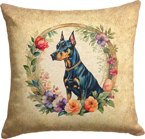 Vista 26 de Caroline's Treasures DAC2072PW1414 Affenpinscher and Flowers - Almohada decorativa de tela, lavable a máquina, para interiores y exteriores