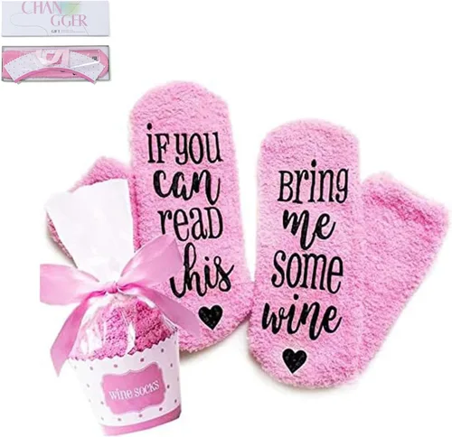 Vista 10 de CHANGGER Calcetines unisex con texto en inglés "If You Can Read This Bring Me Some Fuzzy Funny Saying Crew Socks Christmas Unisex Gift