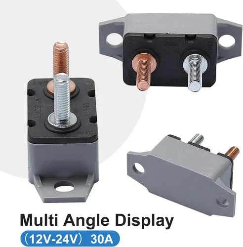 Vista 6 de UOIENRT Disyuntor de reinicio automático de 4 piezas DC 12 V - 24 V con perno prisionero de cubierta para automóvil y más (30 A)
