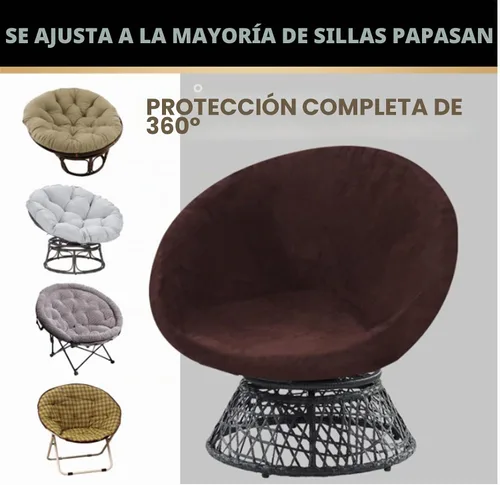 Vista 3 de Funda de terciopelo para silla papasan redonda, funda elástica para cojín de plato, se ajusta a 29-37 pulgadas, protector de muebles lavable