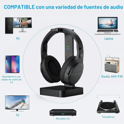 Vista 4 de ANSTEN - Auriculares inalámbricos para ver televisión con RCA óptico digital