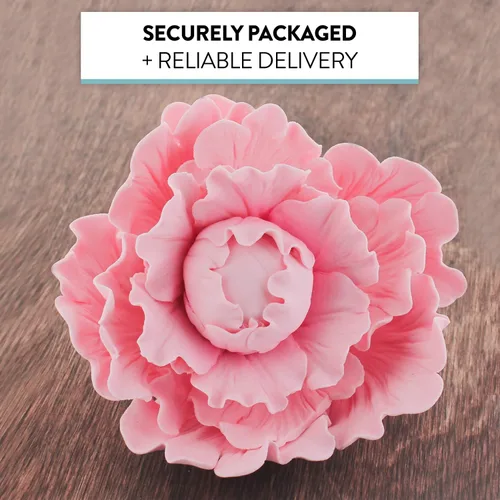Vista 4 de Global Sugar Art y el chef Alan Tetreault - Flores de pasta de goma para pasteles - Decoración de peonía rosa para tartas - Hecho a mano - 1 unidad