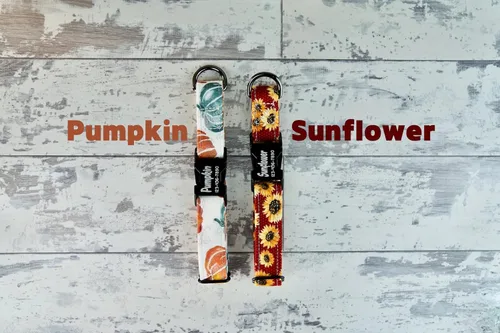Vista 5 de Fall Style Dog Collars w/metal buckle, HAND MADE, Custom Engraved Personalized Collar, 1 inch wide, designer collars, Floral or Pumpkin