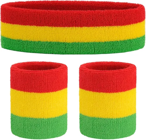 Vista 99 de ONUPGO - Conjunto de diadema y muñequeras deportivas para el sudor, hechas de algodón con bucles, muñequeras, contra humedad