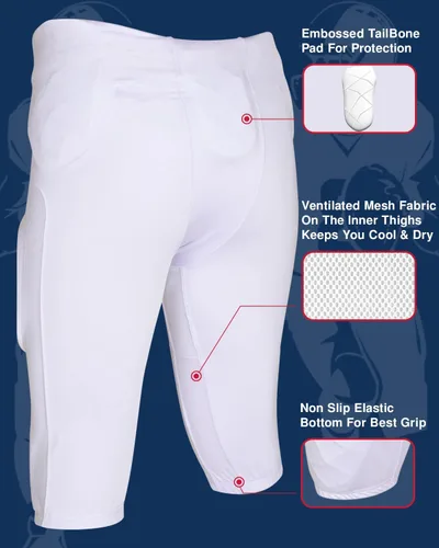 Vista 3 de Exxact Sports Gladiator - Pantalones de fútbol integrados para hombre con almohadillas, pantalones de práctica de fútbol, pantalones de fútbol