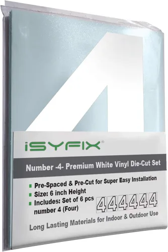 Vista 26 de iSYFIX - Calcomanías de vinilo blancas con número 0 (cero) - Juego de 6 unidades de 1.5 pulgadas autoadhesivas - Decalcomanías premium troqueladas