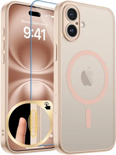 Vista 323 de zapica Funda magnética para iPhone Air, con protector de pantalla de vidrio templado, compatible con MagSafe, translúcida mate, a prueba de golpes