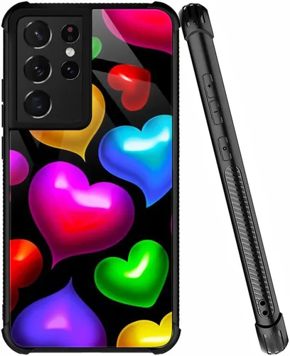 Vista 8 de ZHEGAILIAN Funda compatible con Samsung Galaxy S21, funda de vidrio orgánico para niñas, mujeres y hombres, diseño de cuatro esquinas, antiarañazos