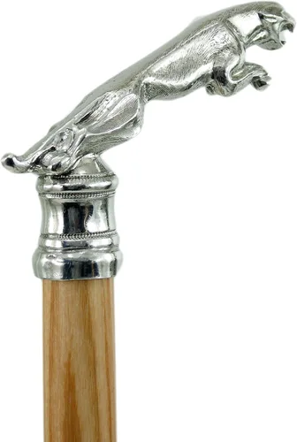 Vista 2 de Italia - Bastón personalizado - Longitud de color 38 pulgadas grabado nombre - Madera metal - Artesanos italianos - Jaguar - Elegante ceremonia